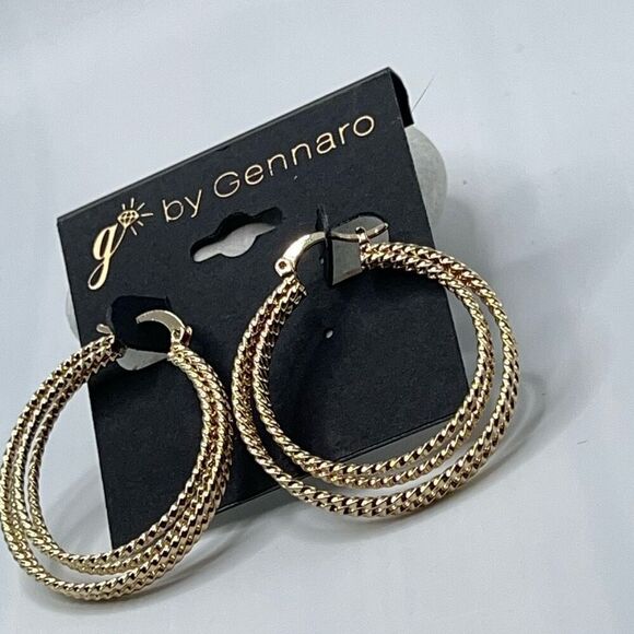 G by Gennaro Gold Triple Strand Hoop Earrings $16ea / 3 for $25 - Picture 3 of 5